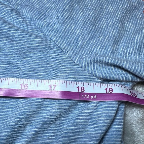 Talbots Off Shoulder Shirt Womens Large Petites Blue Floral Embroidered Boho - Picture 11 of 12